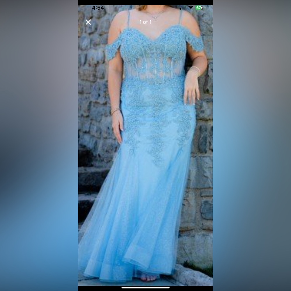 Light Blue Mermaid style 14-16 Prom Dress
